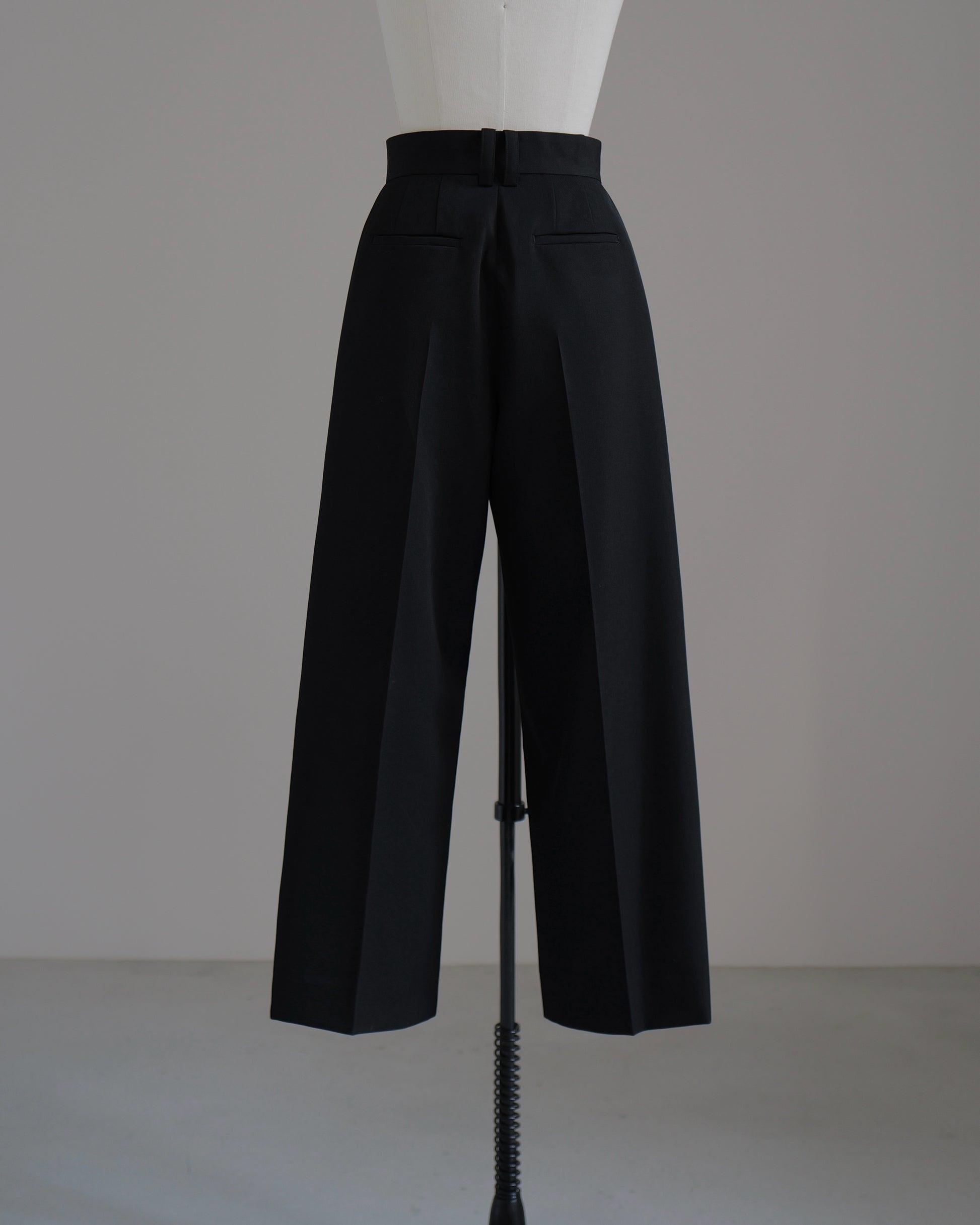 【Pre order】Tailored Fit Tuck Wide Pants（Black）