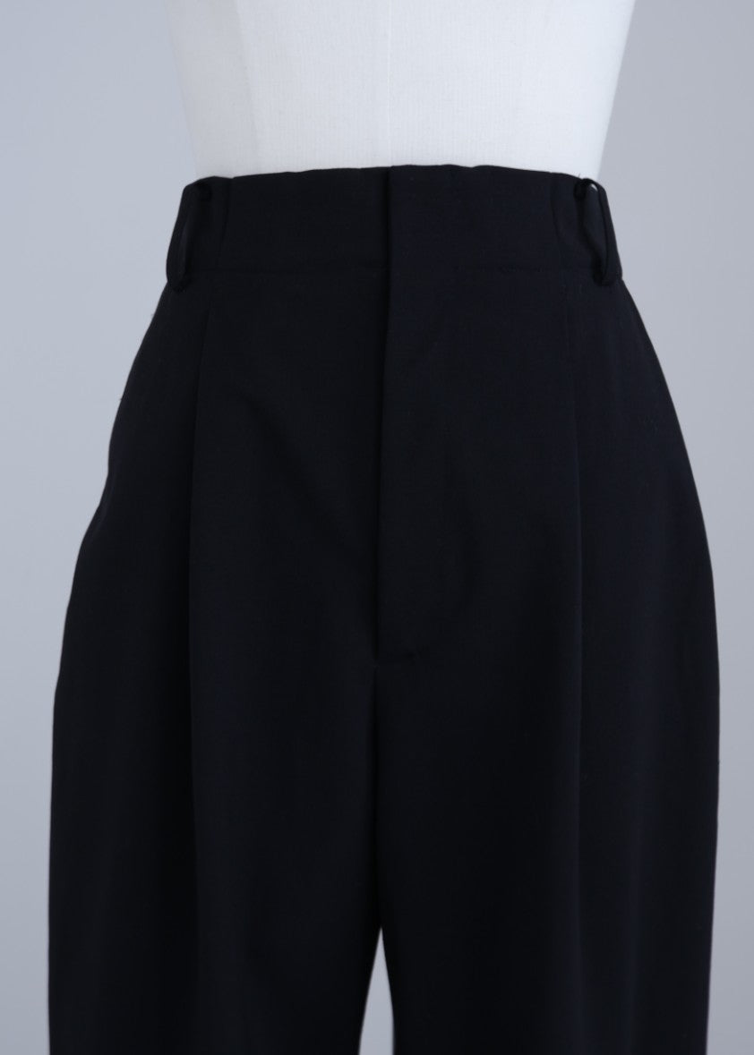 【Pre Order】 Wide Tuck Trousers (Black)