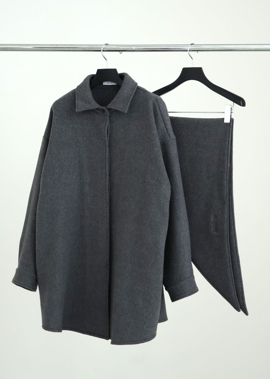 【Pre Order】 Wool Oversize Shirts Jacket & Wool Volume Stole Set
