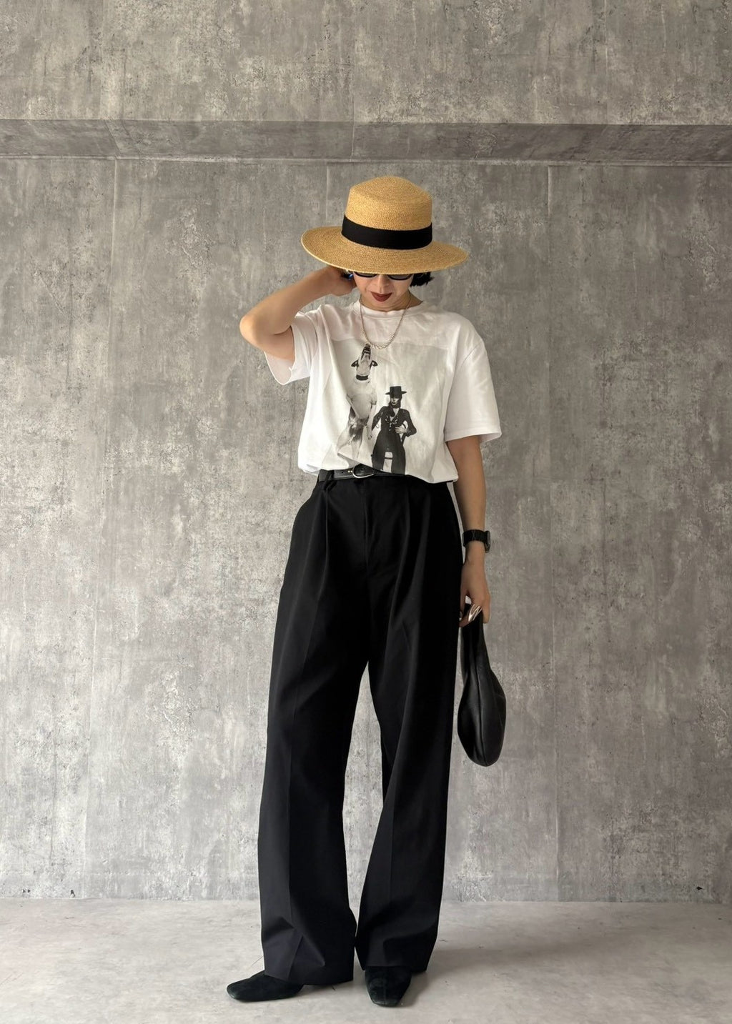 【Pre Order】 Wide Tuck Trousers (Black)