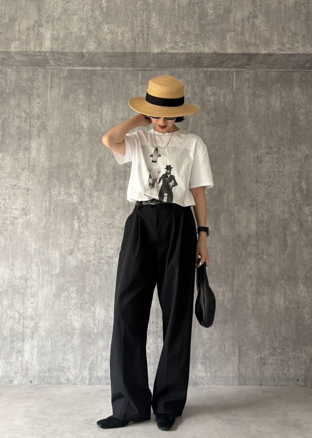 【Pre Order】 Wide Tuck Trousers (Black)