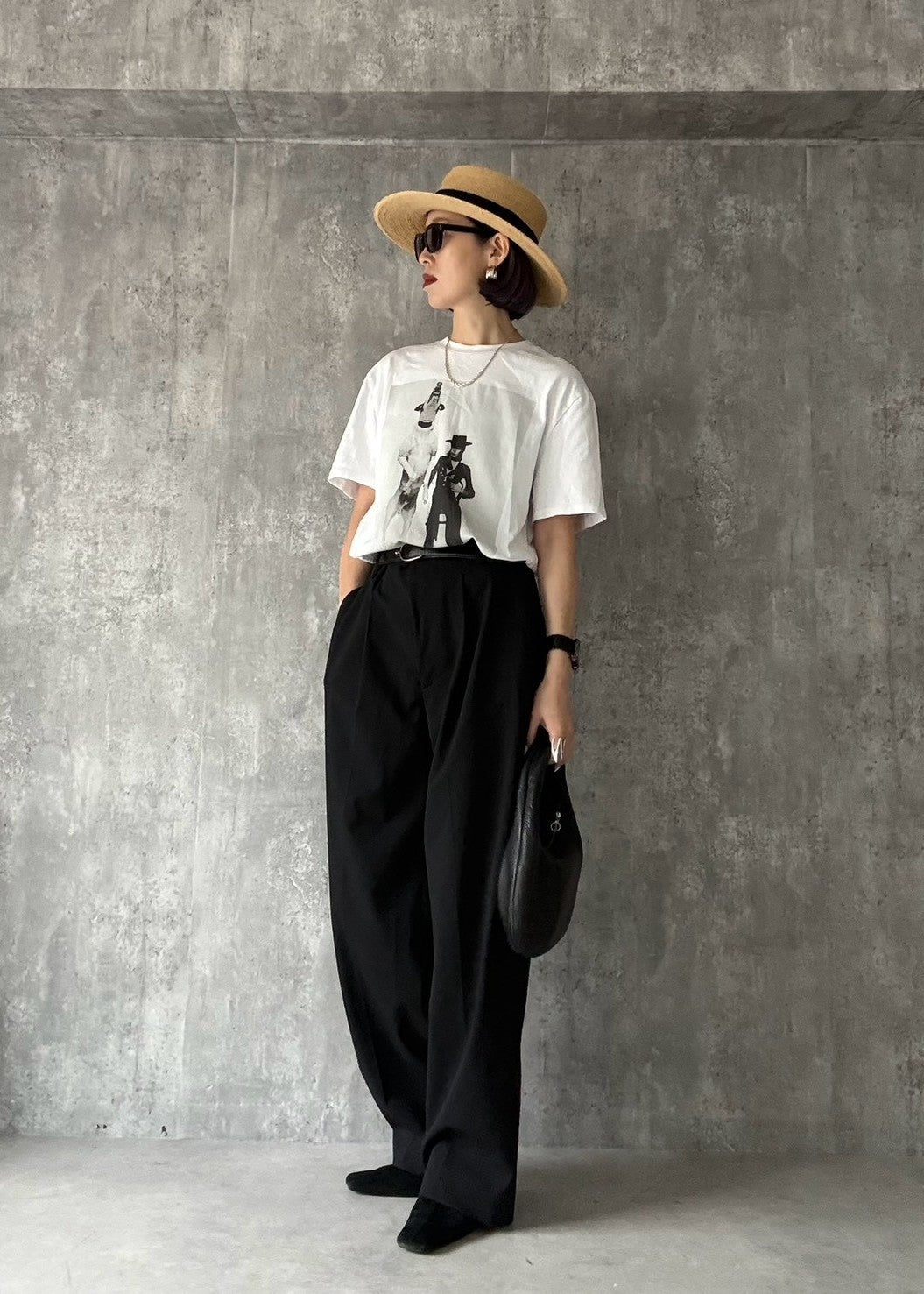 【Pre Order】 Wide Tuck Trousers (Black)
