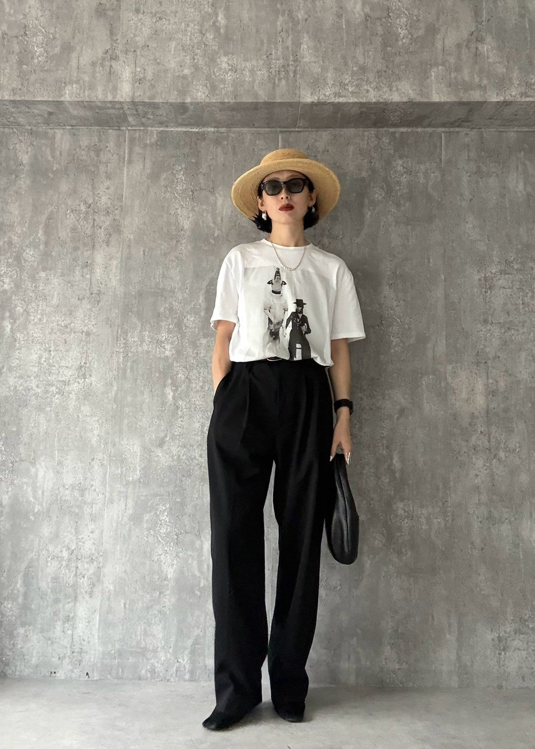 【Pre Order】 Wide Tuck Trousers (Black)