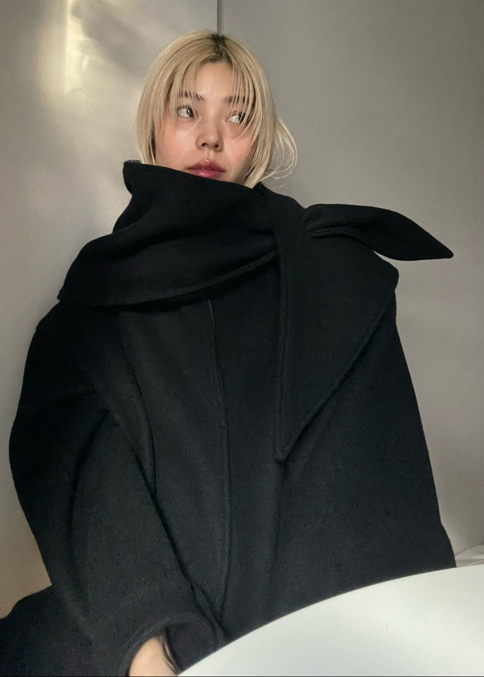 【Pre Order】 Wool Oversize Shirts Jacket & Wool Volume Stole Set