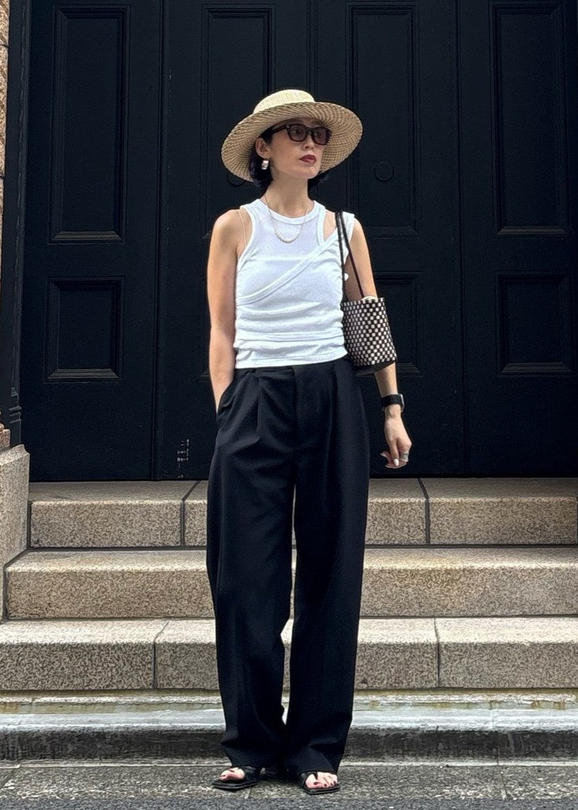 【Pre Order】 Sculpted Wide Trousers (Black)
