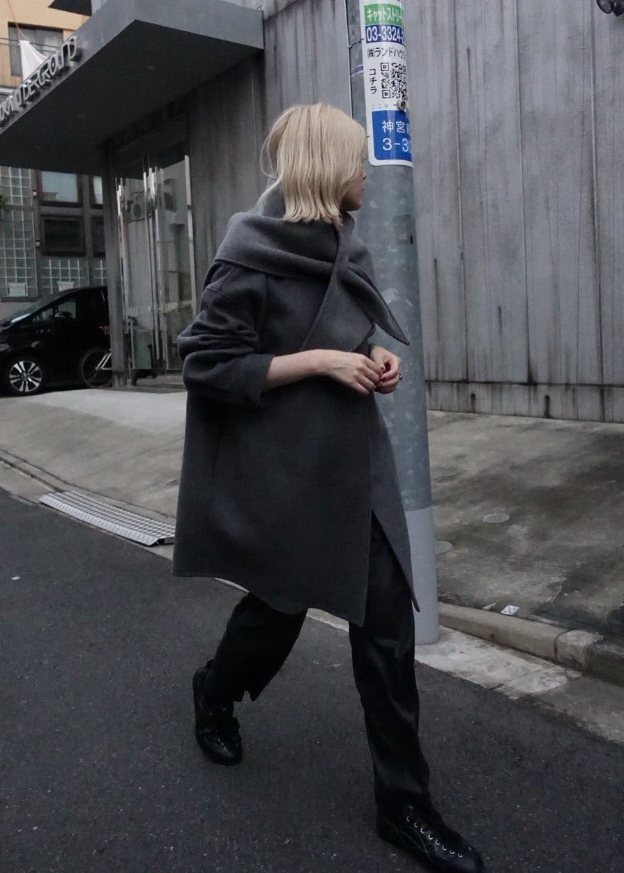 【Pre Order】 Wool Oversize Shirts Jacket & Wool Volume Stole Set
