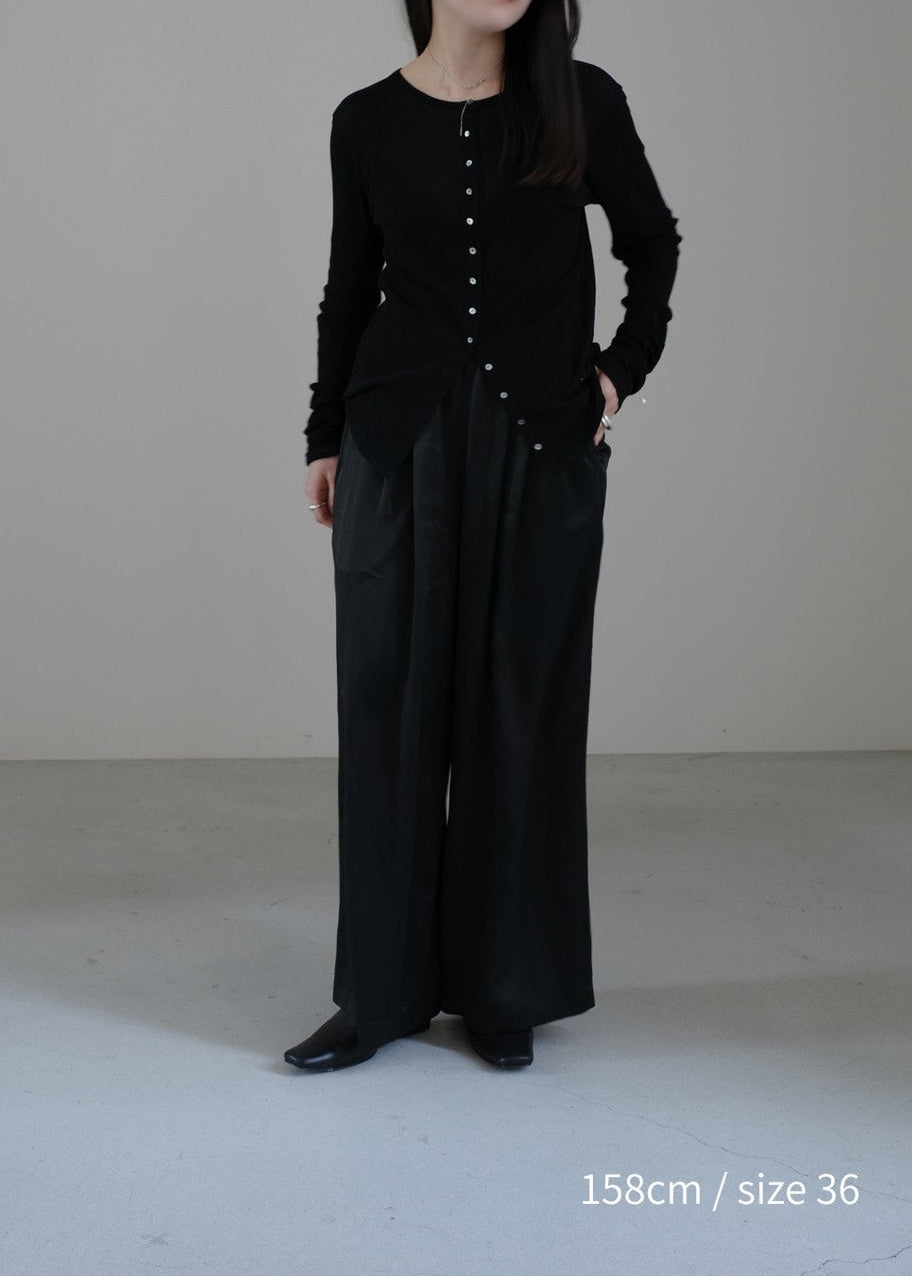 【Pre Order】Satin tuck wide pants